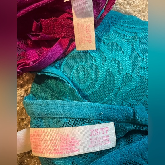 Pink Victorias secret lace bralette bundle extra small blue and magenta. - Picture 3 of 3